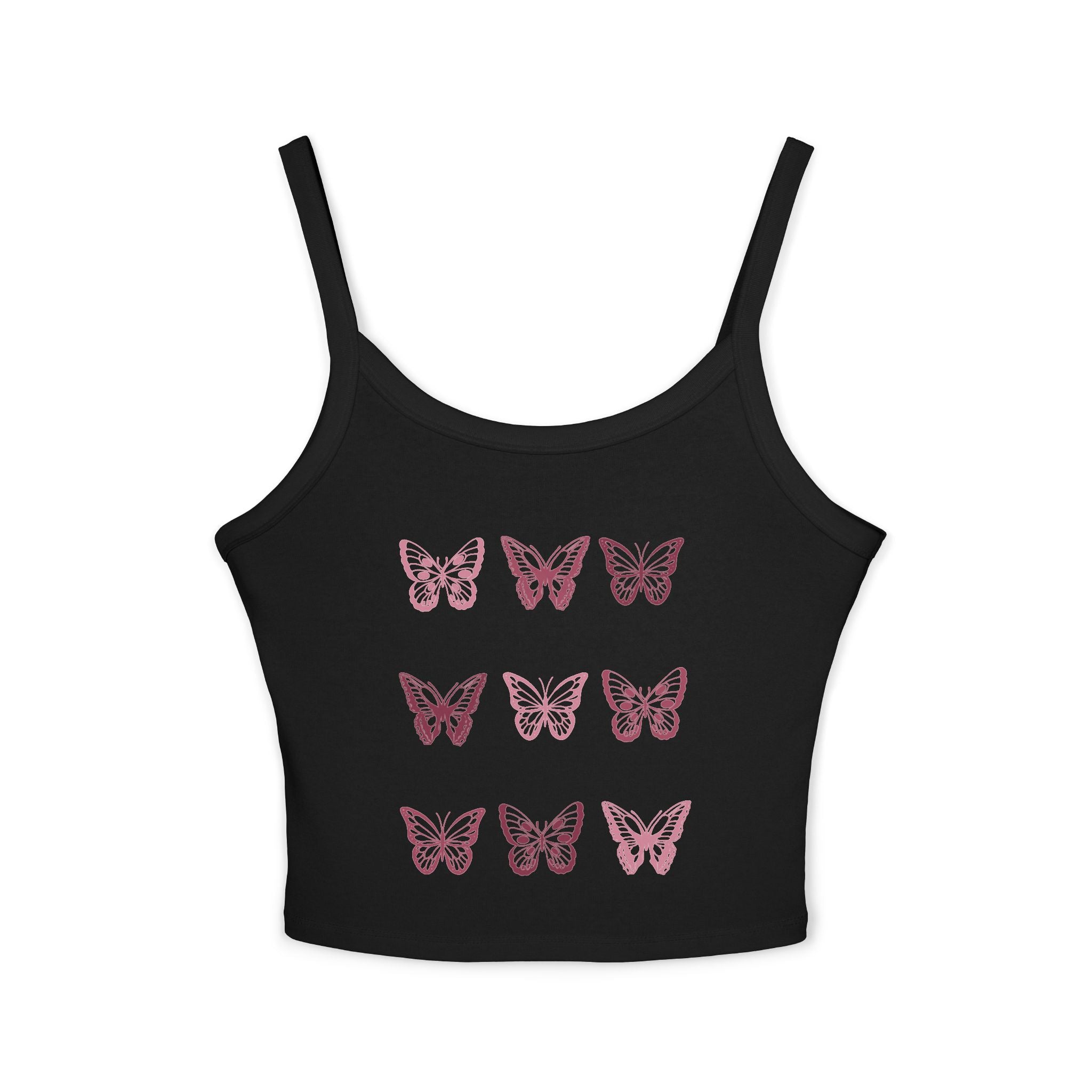 Butterfly Grid Spaghetti Strap Tank Top
