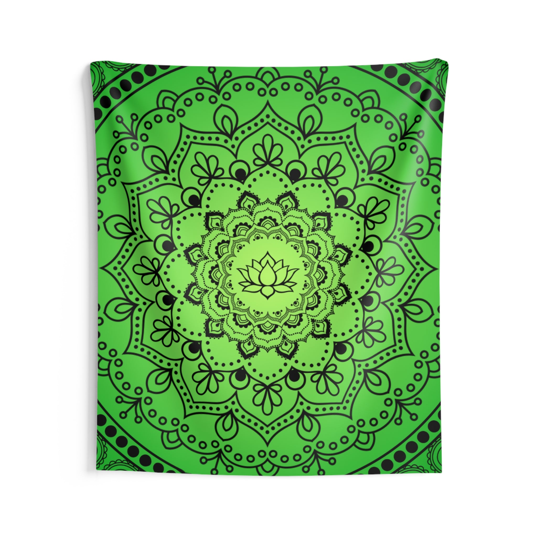 Green Lotus Mandala Wall Tapestry
