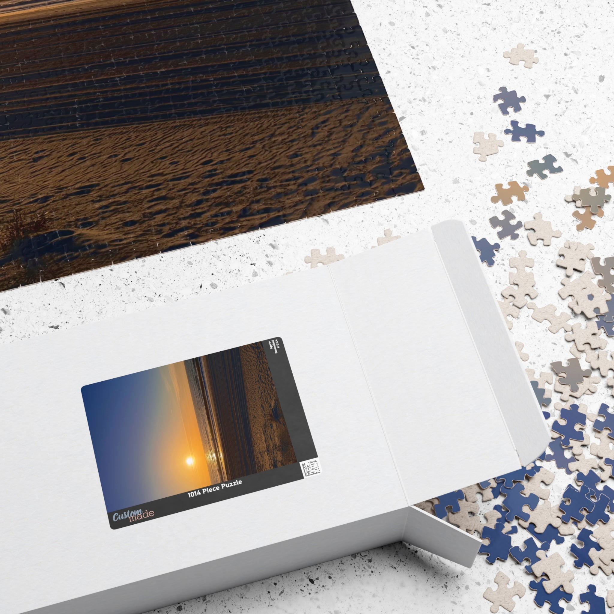 Orange Sunset Beach Jigsaw Puzzle