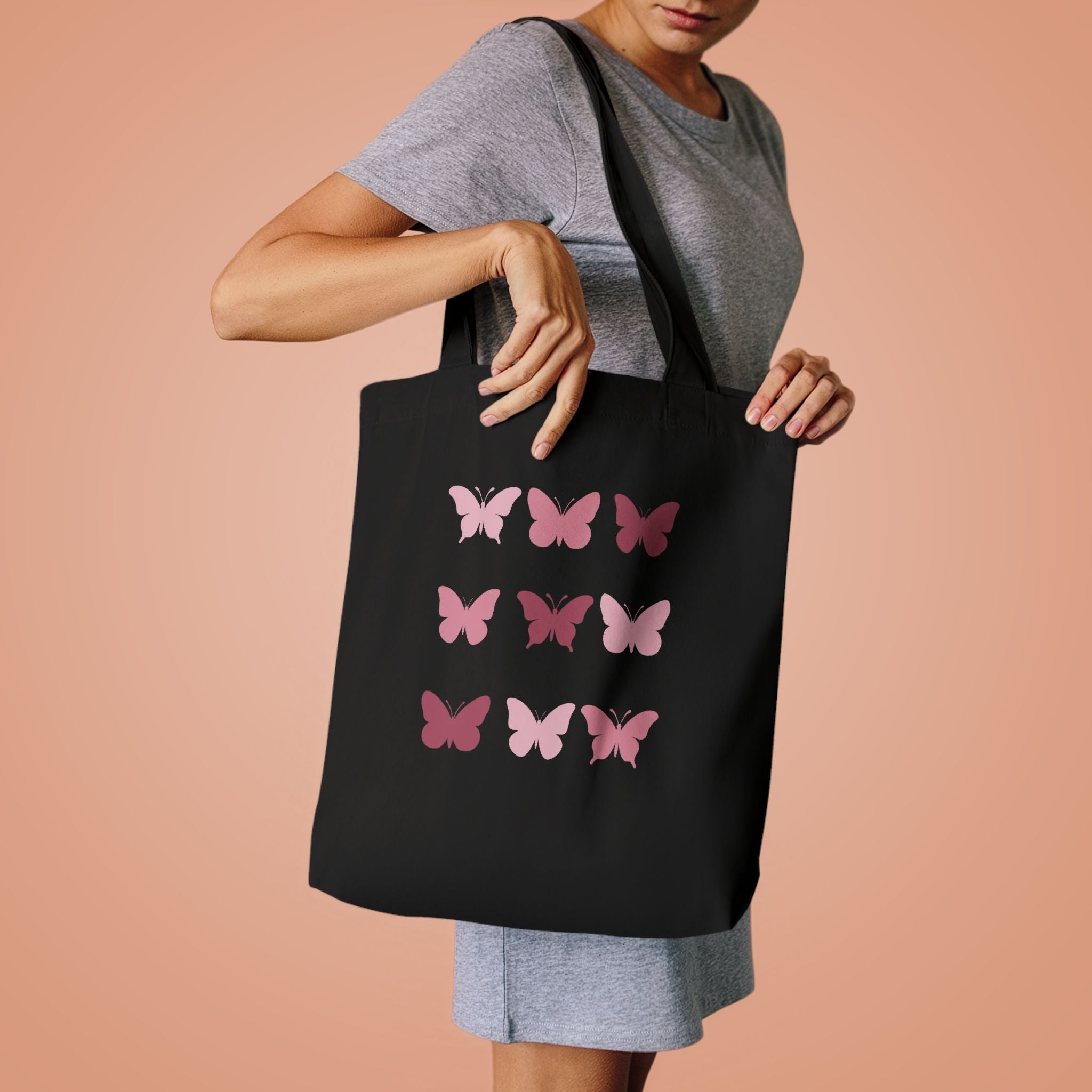 Solid Butterfly Grid Tote Bag