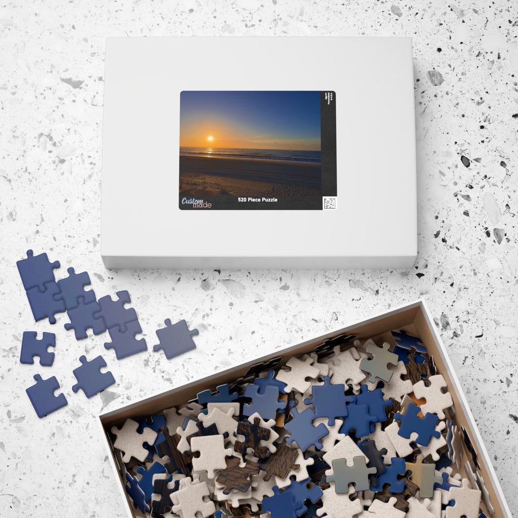 Orange Sunset Beach Jigsaw Puzzle