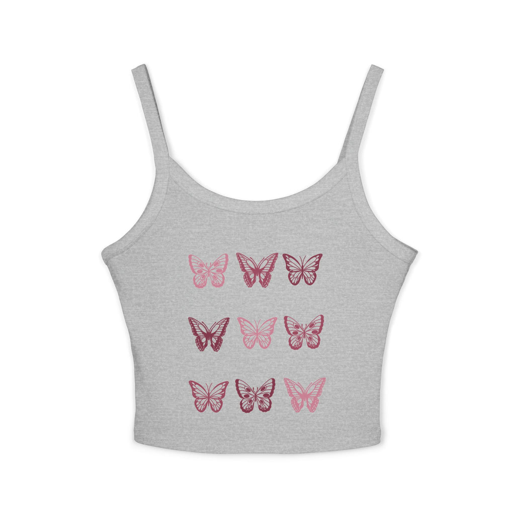 Butterfly Grid Spaghetti Strap Tank Top