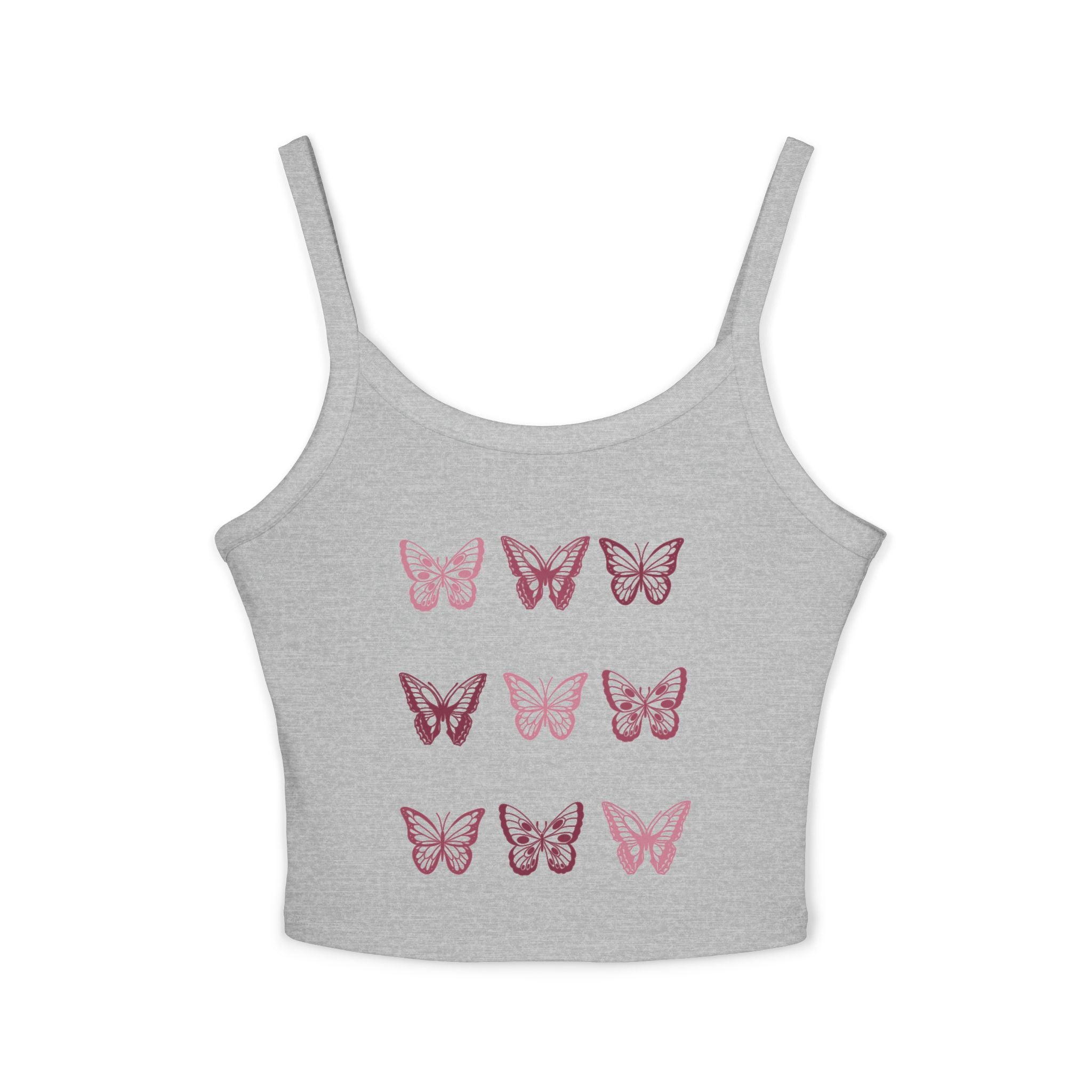Butterfly Grid Spaghetti Strap Tank Top
