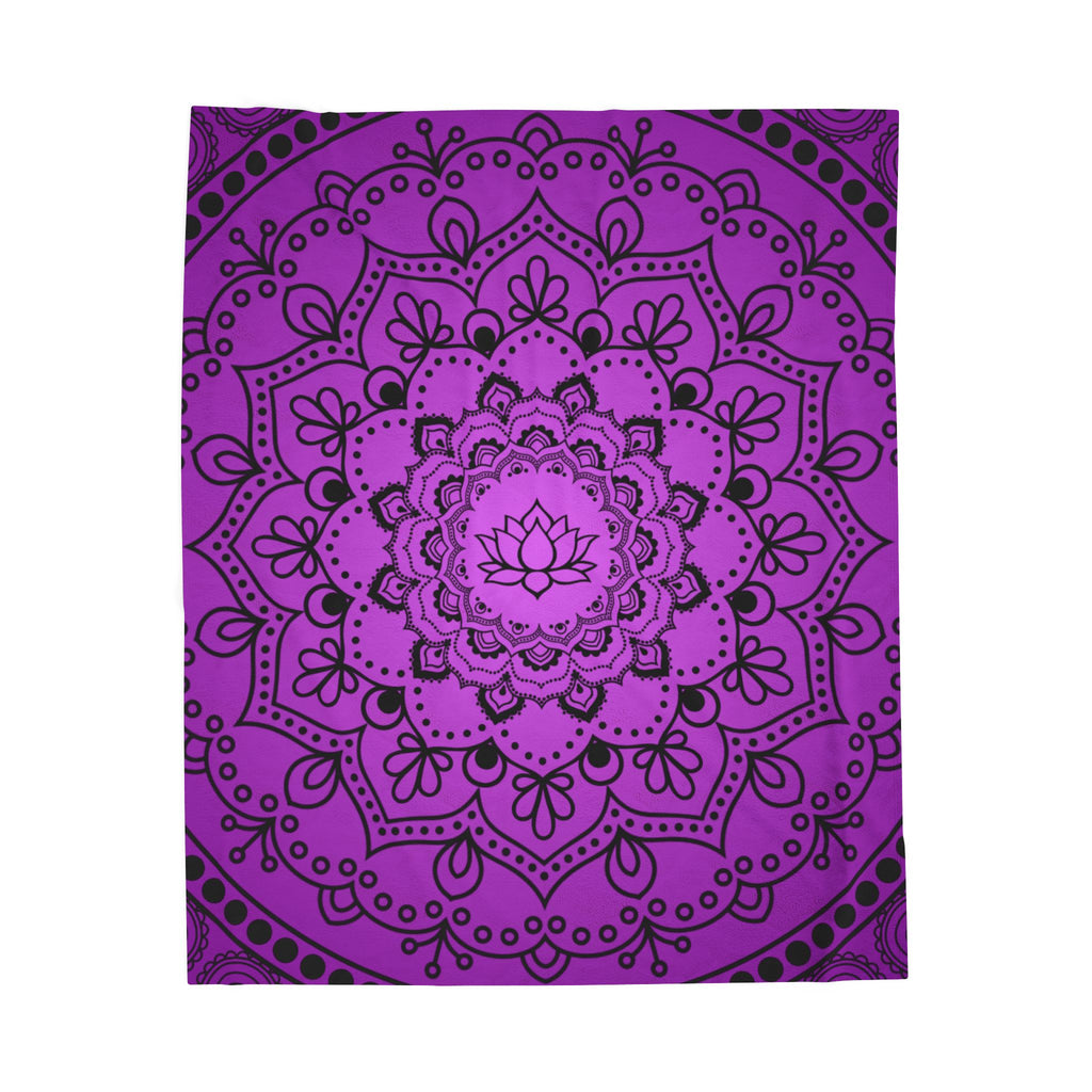 Purple Lotus Mandala Throw Blanket