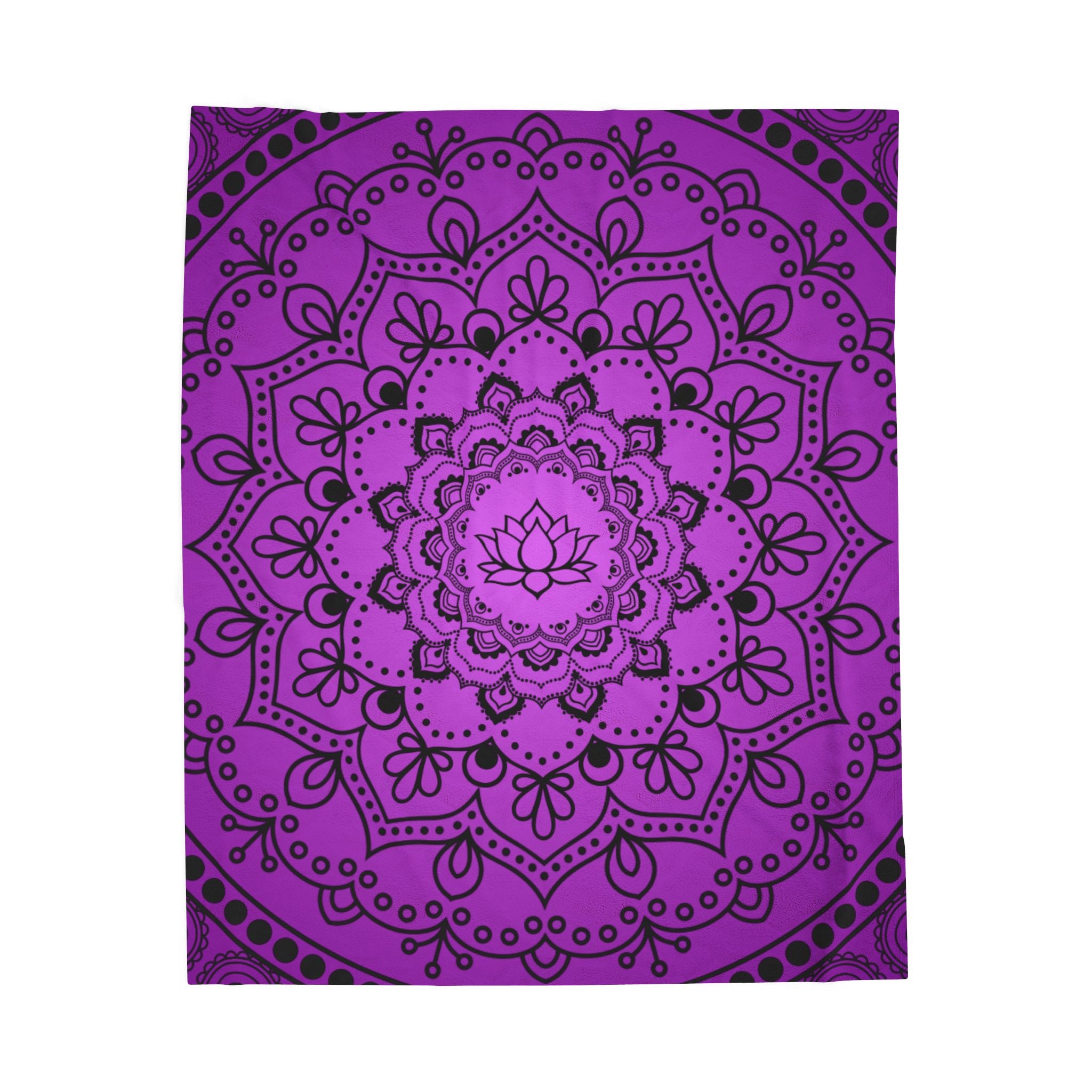 Purple Lotus Mandala Throw Blanket