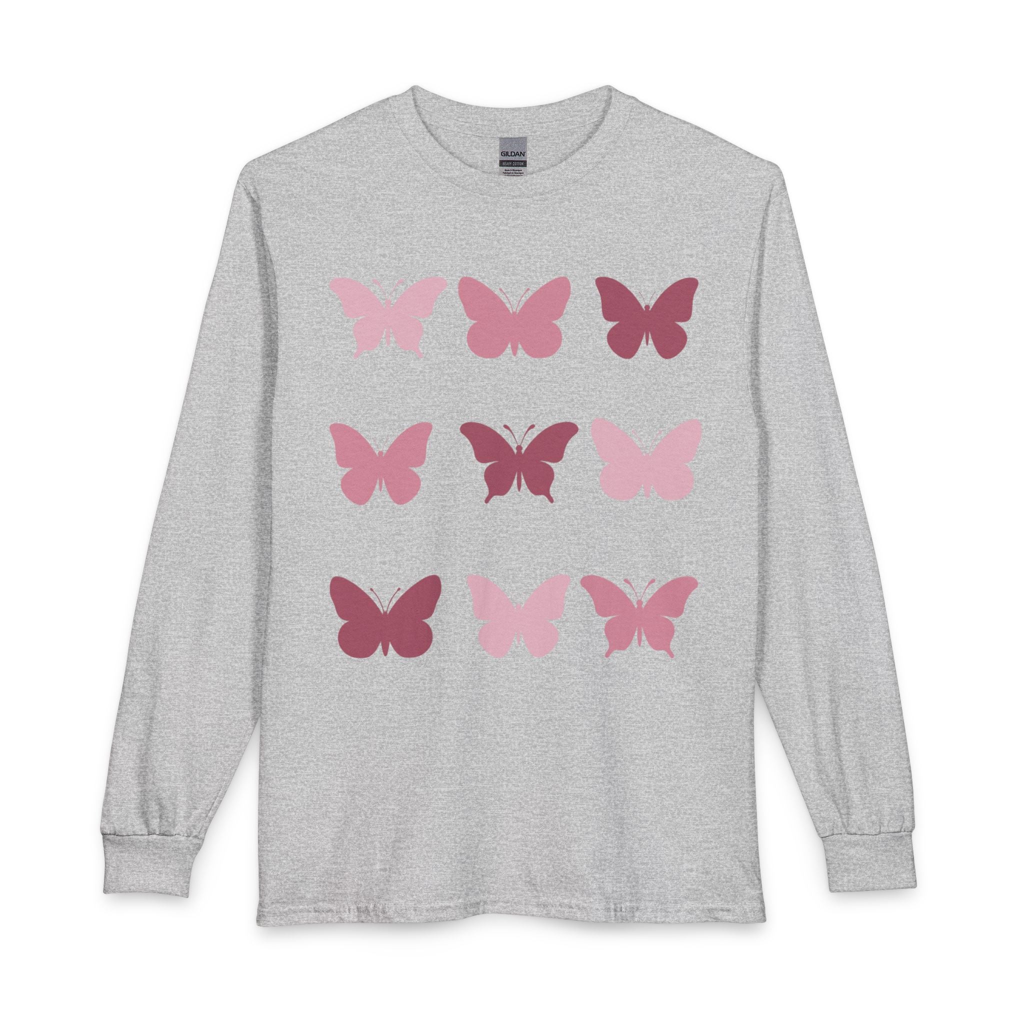 Butterfly Grid Long Sleeve Tee- solid