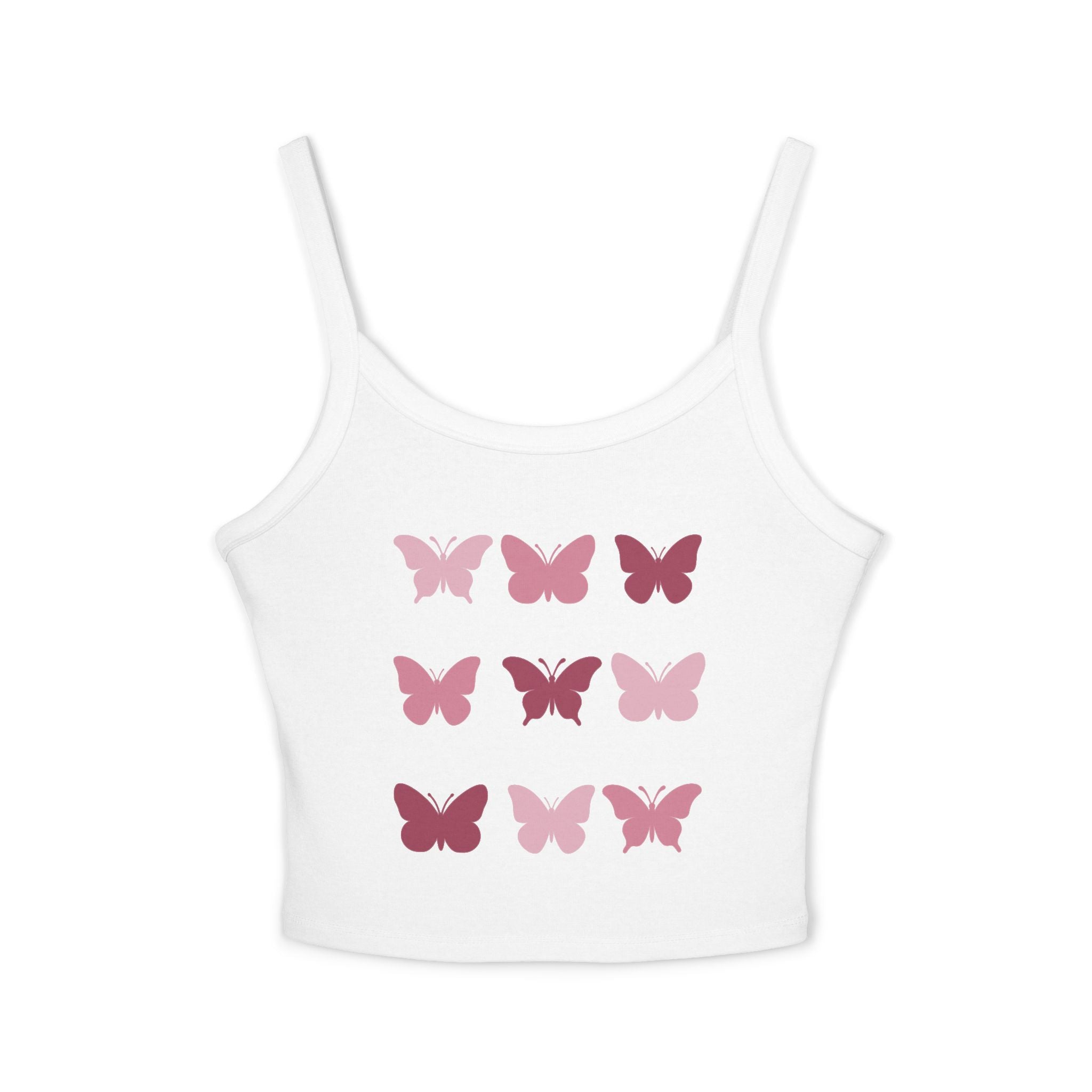 Butterfly Grid Spaghetti Tank Top- solid