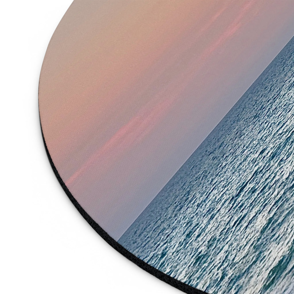 Round Beach Sunset Mouse Pad – Coastal Desk Mat