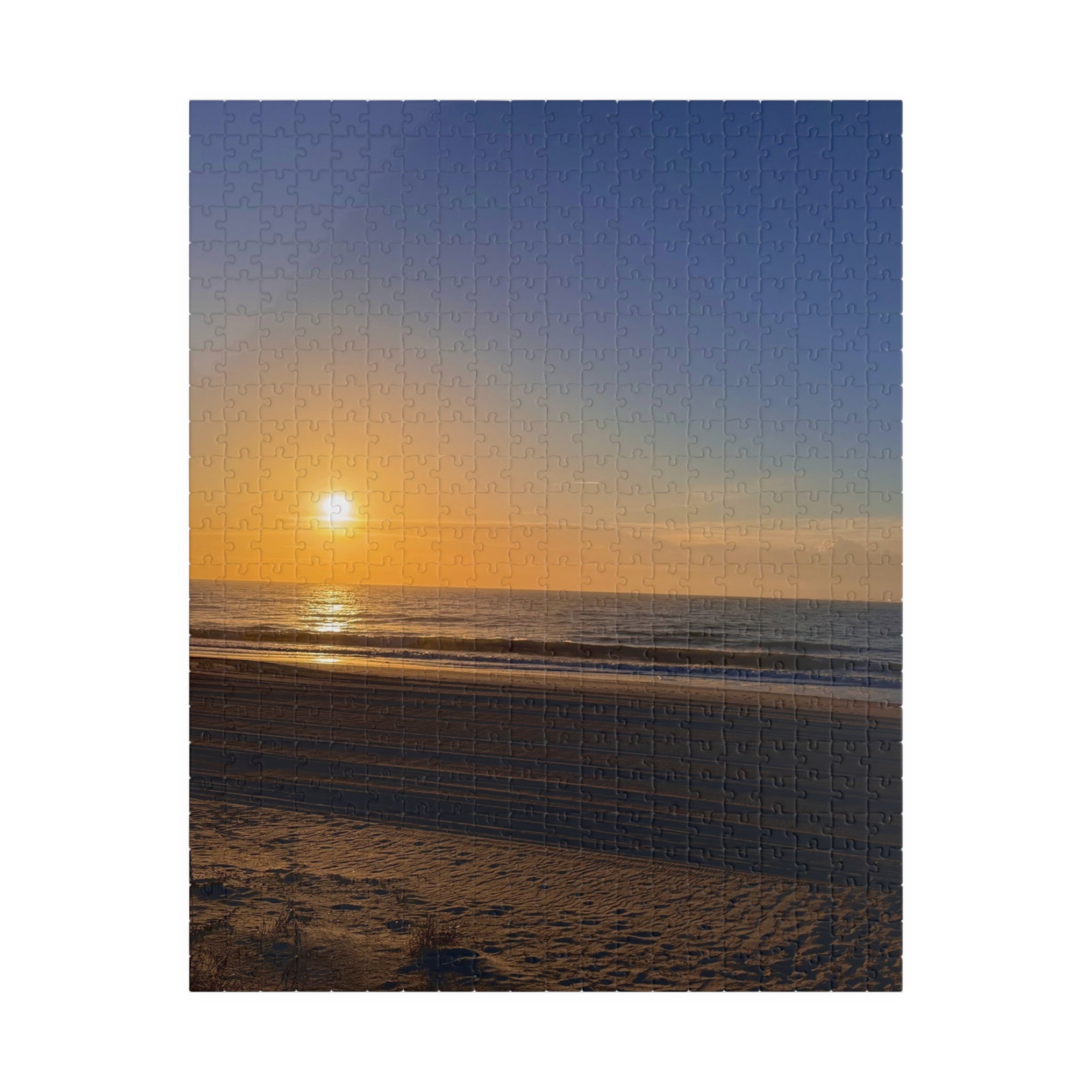 Orange Sunset Beach Jigsaw Puzzle