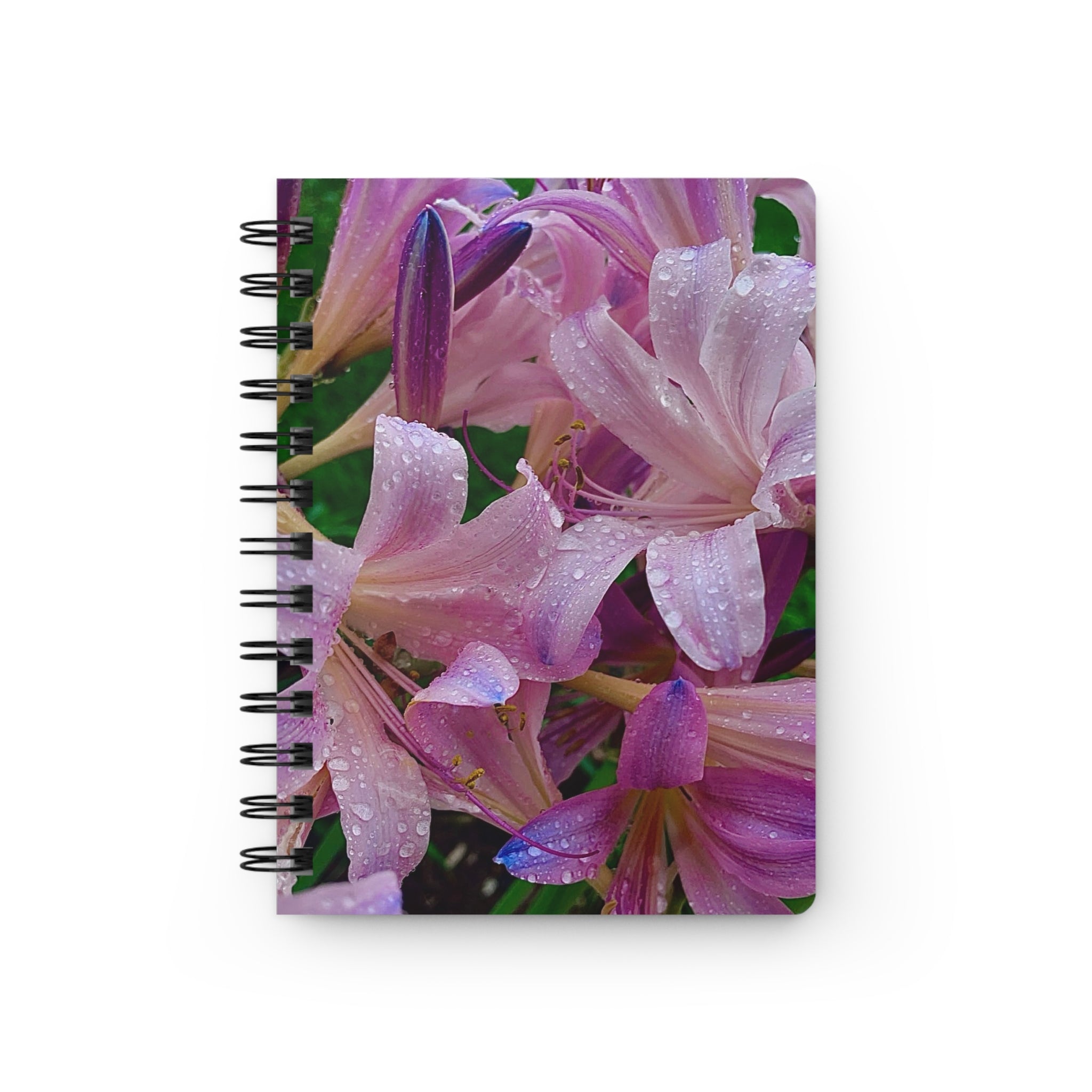 Rainy Pink Lilies Spiral Journal