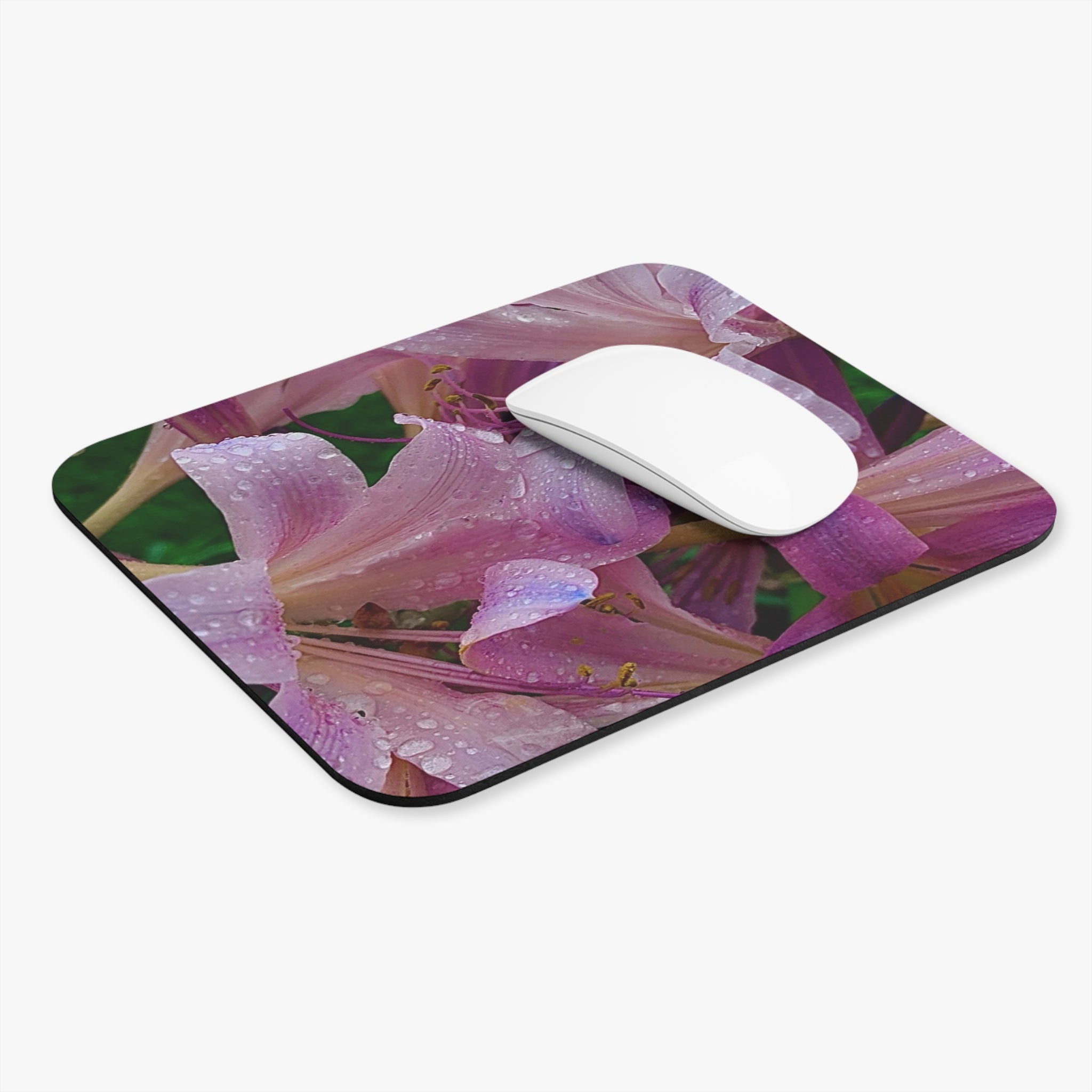Rainy Pink Lily Mouse Pad